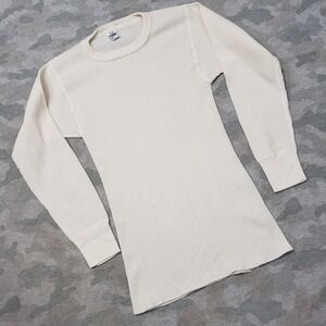 VTG J.E. Morgan Long Johns Shirt Men Medium Beige Thermal Pullover Waffle Knit